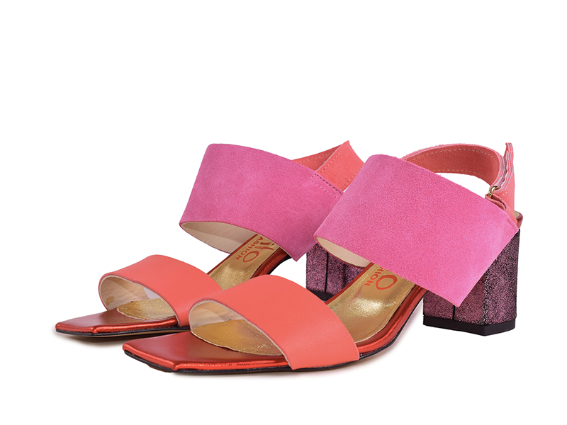 Claudia C. - Sandali in pelle patchwork con tacco