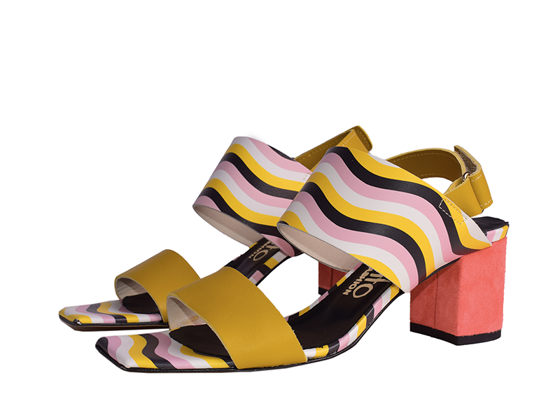 Claudia C. - Sandali in pelle patchwork con tacco