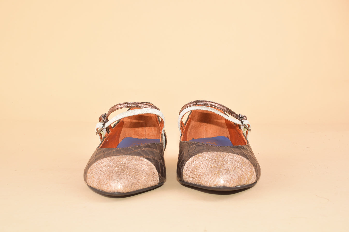 The click effect - Mary Jane a punta in pelle patchwork con tacco 2cm