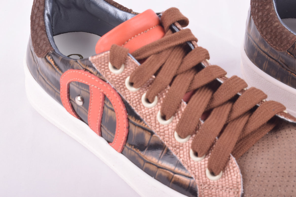 Mrs Tambourine - Sneakers in pelle patchwork - Testa di moro