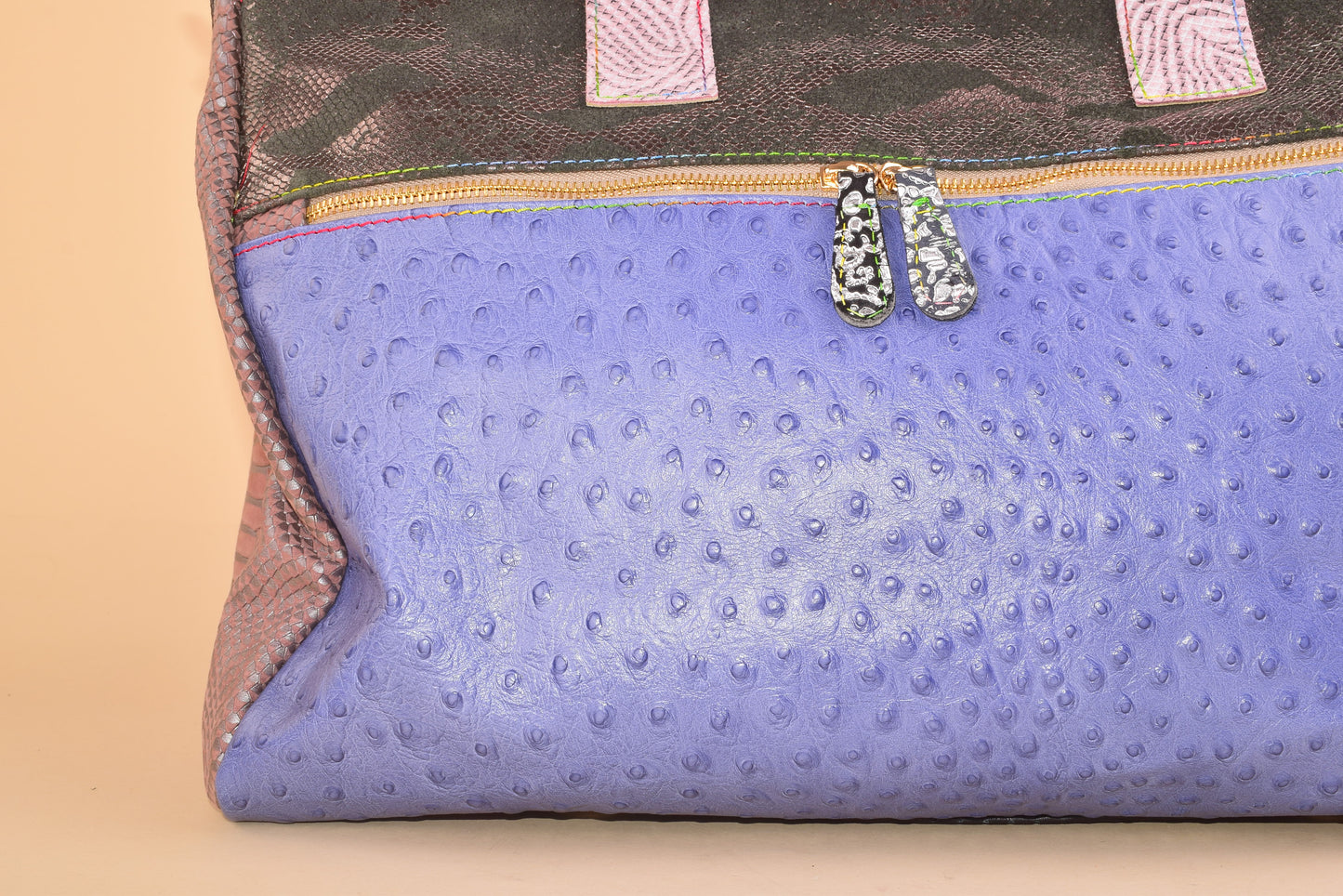 Digital Pause - Maxi Borsone in pelle patchwork