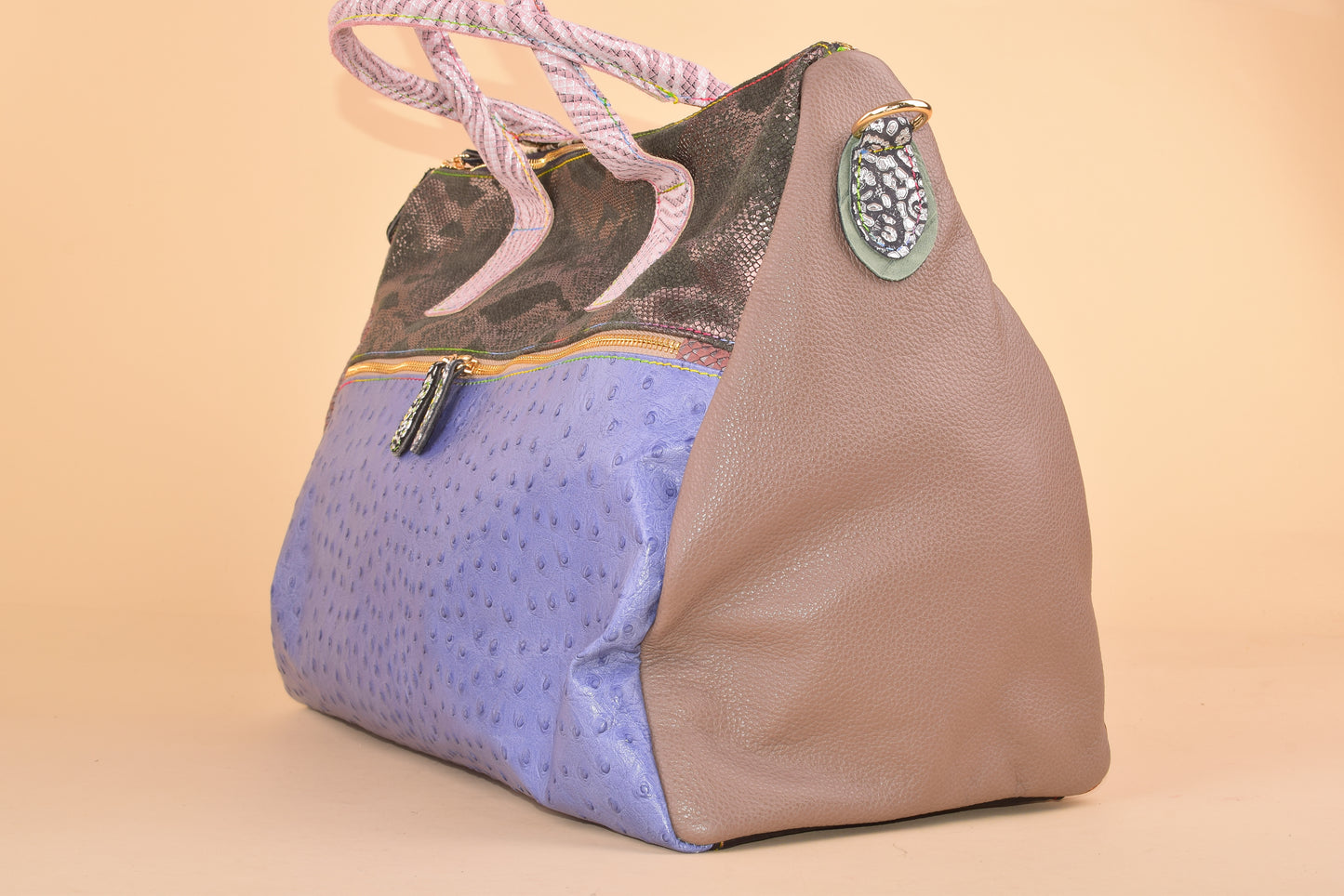 Digital Pause - Maxi Borsone in pelle patchwork