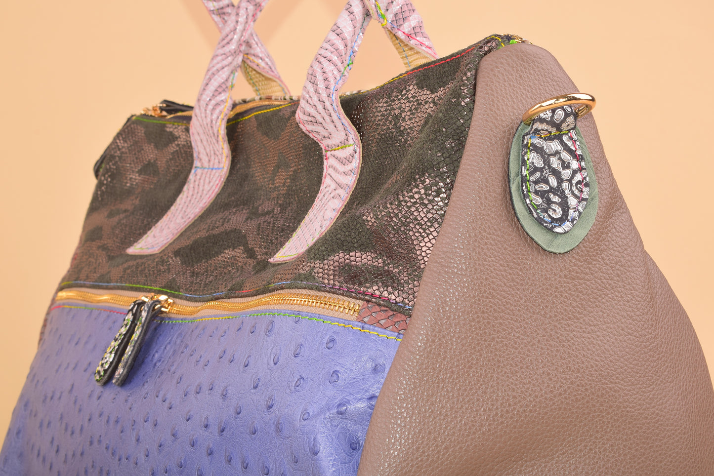 Digital Pause - Maxi Borsone in pelle patchwork