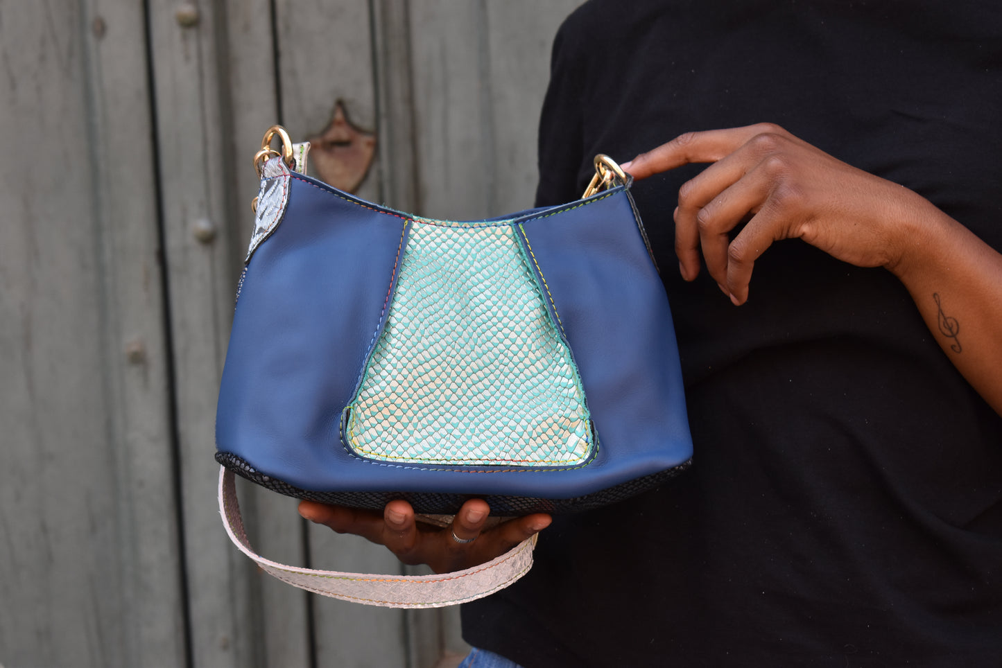 Byte Bag - Borsa a tracolla in pelle patchwork