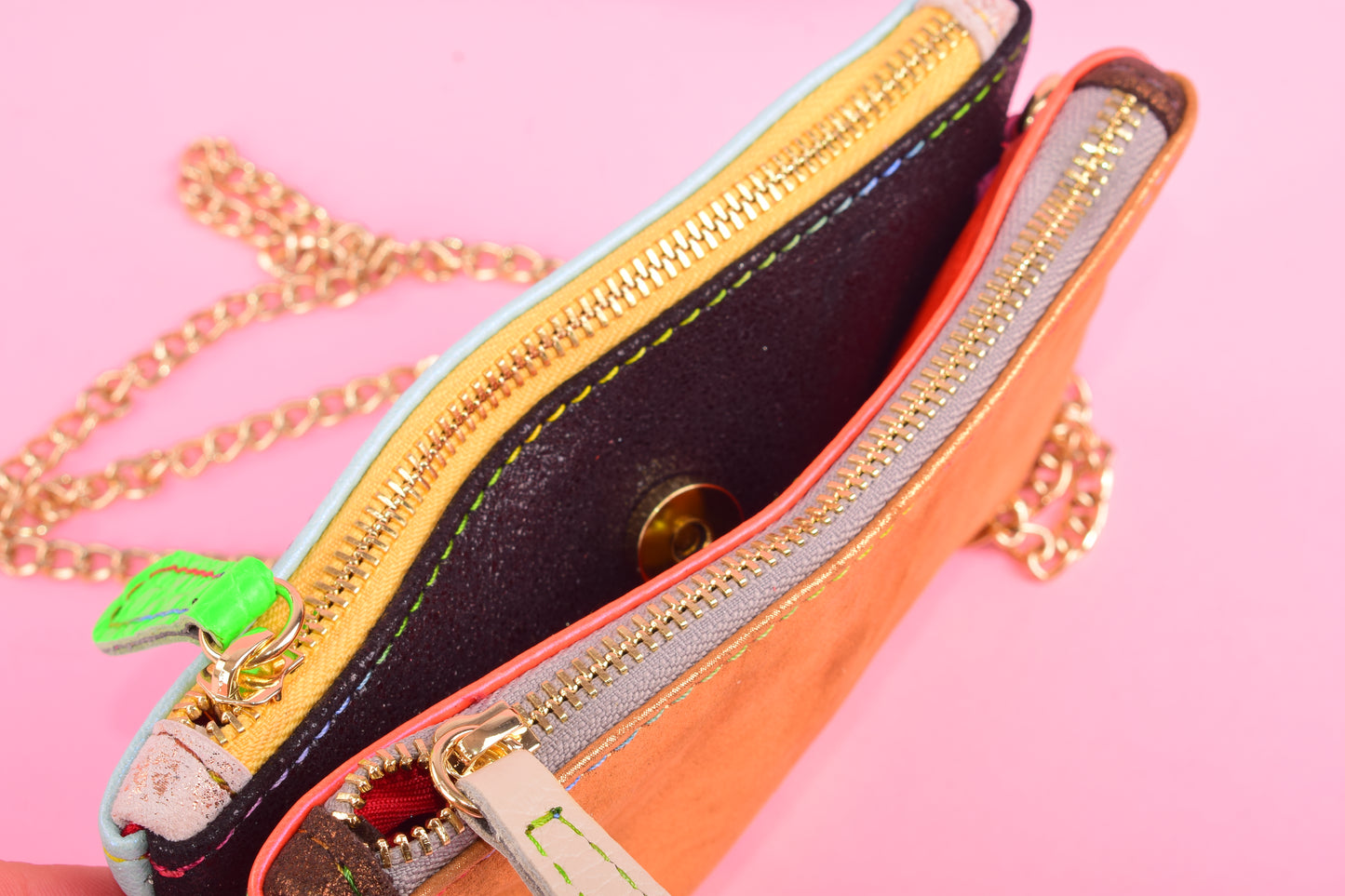 Joy mini double - Patchwork leather clutch bag