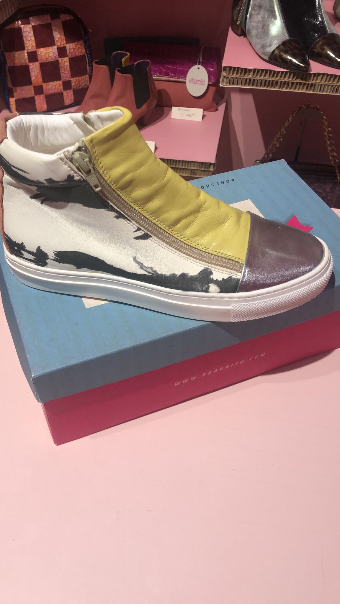 Flying Monkey - Patchwork Leather High Top Sneakers