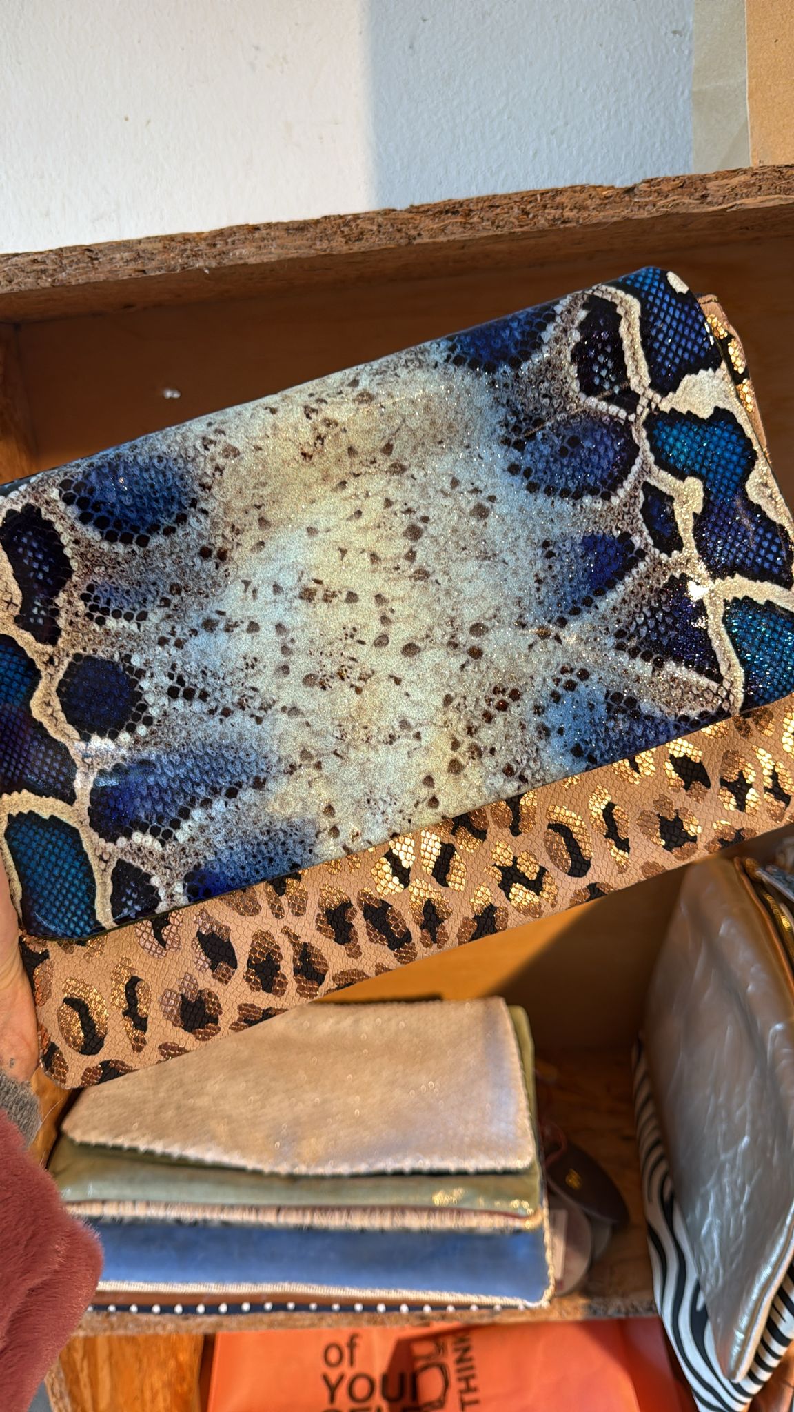 Maxi Surf & Turf - Maxi Pochette in pelle patchwork