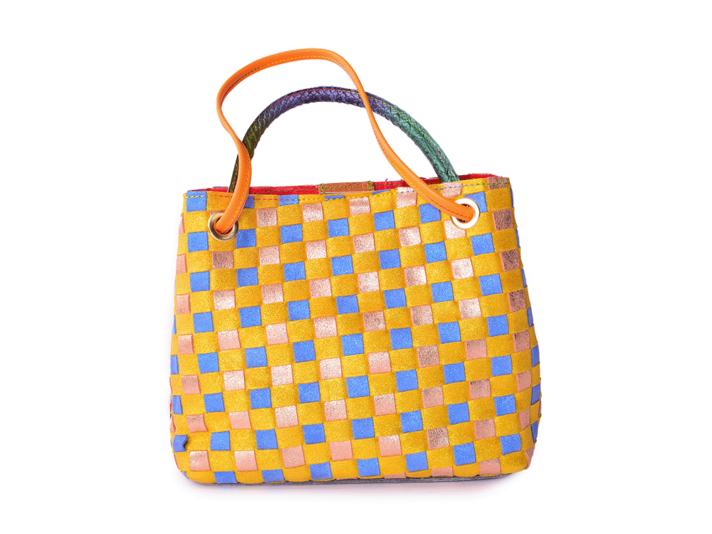 Ari Bag Intreccio - Borsa a mano in pelle patchwork