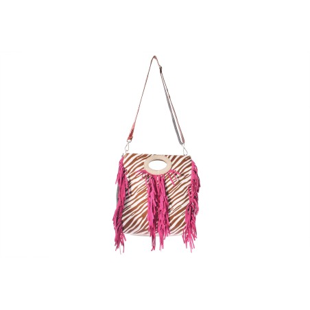 Lucky Bag XL 2  - Leather handbag with fringes