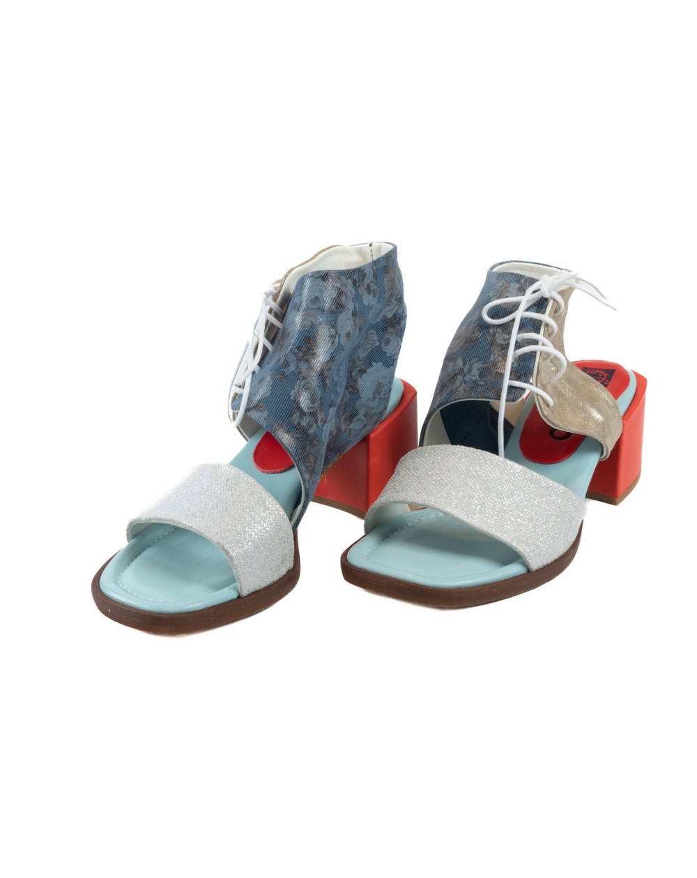 Hello - Patchwork leather sandal with heel