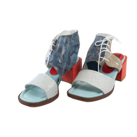 Hello - Patchwork leather sandal with heel