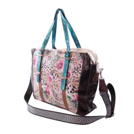 Lady H24 - Borsa a spalla in pelle patchwork