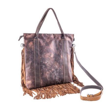 Zac Bag - Patchwork leather shoulder bag with fringes
