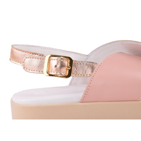 Patchwork leather wedge sandal