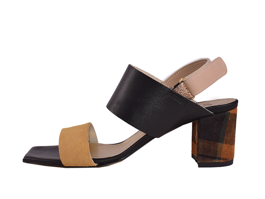 Claudia C. - Sandali in pelle patchwork con tacco