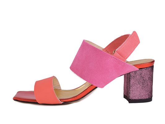 Claudia C. - Sandali in pelle patchwork con tacco