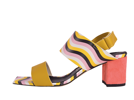 Claudia C. - Sandali in pelle patchwork con tacco