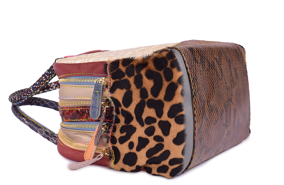 La Isla Bag - Bauletto con doppio scomparto in pelle patchwork