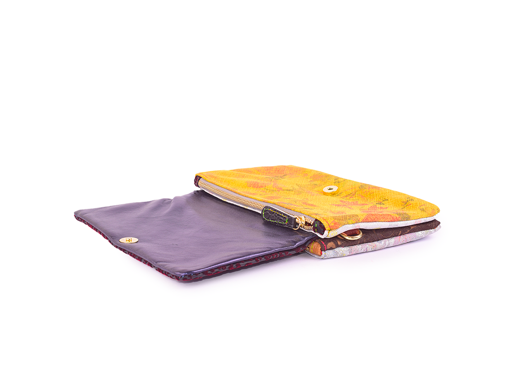 Surf &amp; Turf - Patchwork Leather Clutch with Shoulder Strap