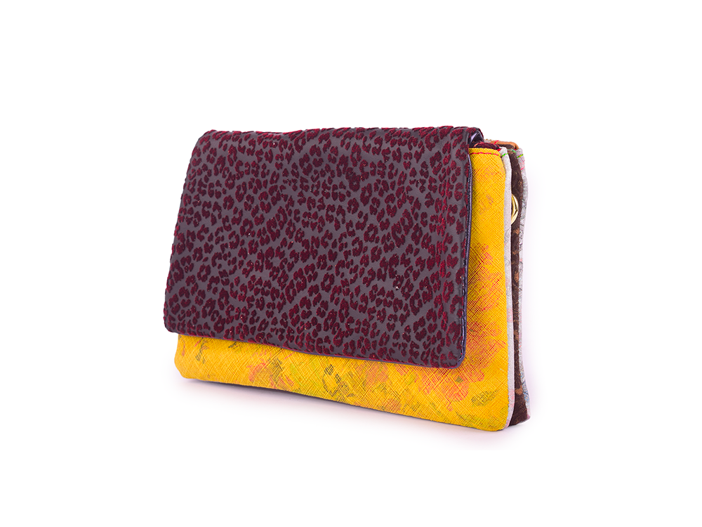 Surf &amp; Turf - Patchwork Leather Clutch with Shoulder Strap