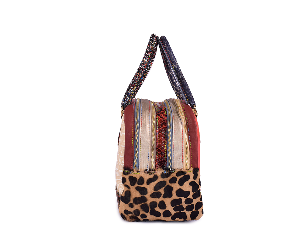 La Isla Bag - Bauletto con doppio scomparto in pelle patchwork