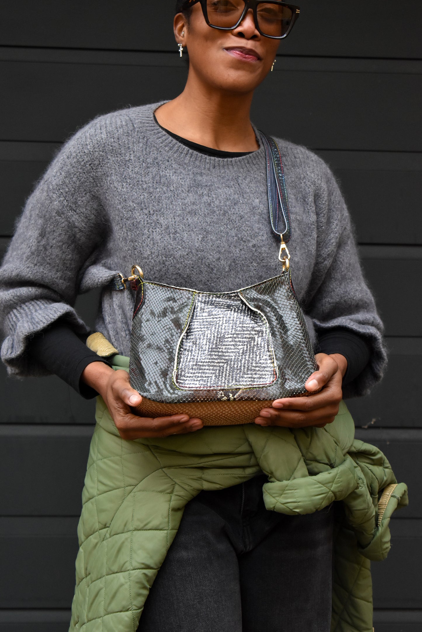 Byte Bag - Borsa a tracolla in pelle patchwork