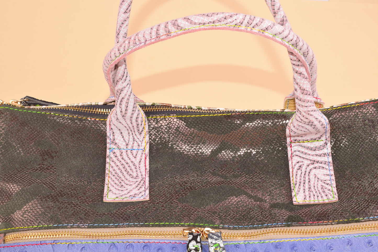 Digital Pause - Maxi Borsone in pelle patchwork