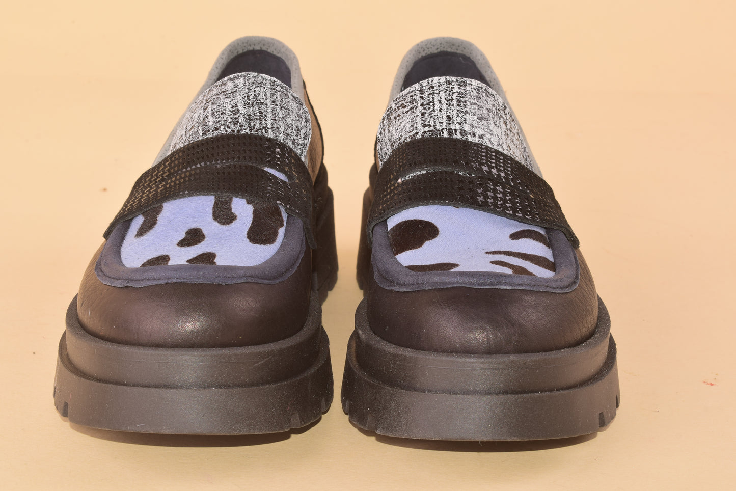 Pipe Line - Mocassino con carrarmato in pelle patchwork