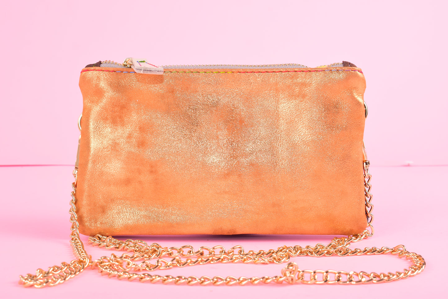 Joy mini double - Pochette patchwork en cuir