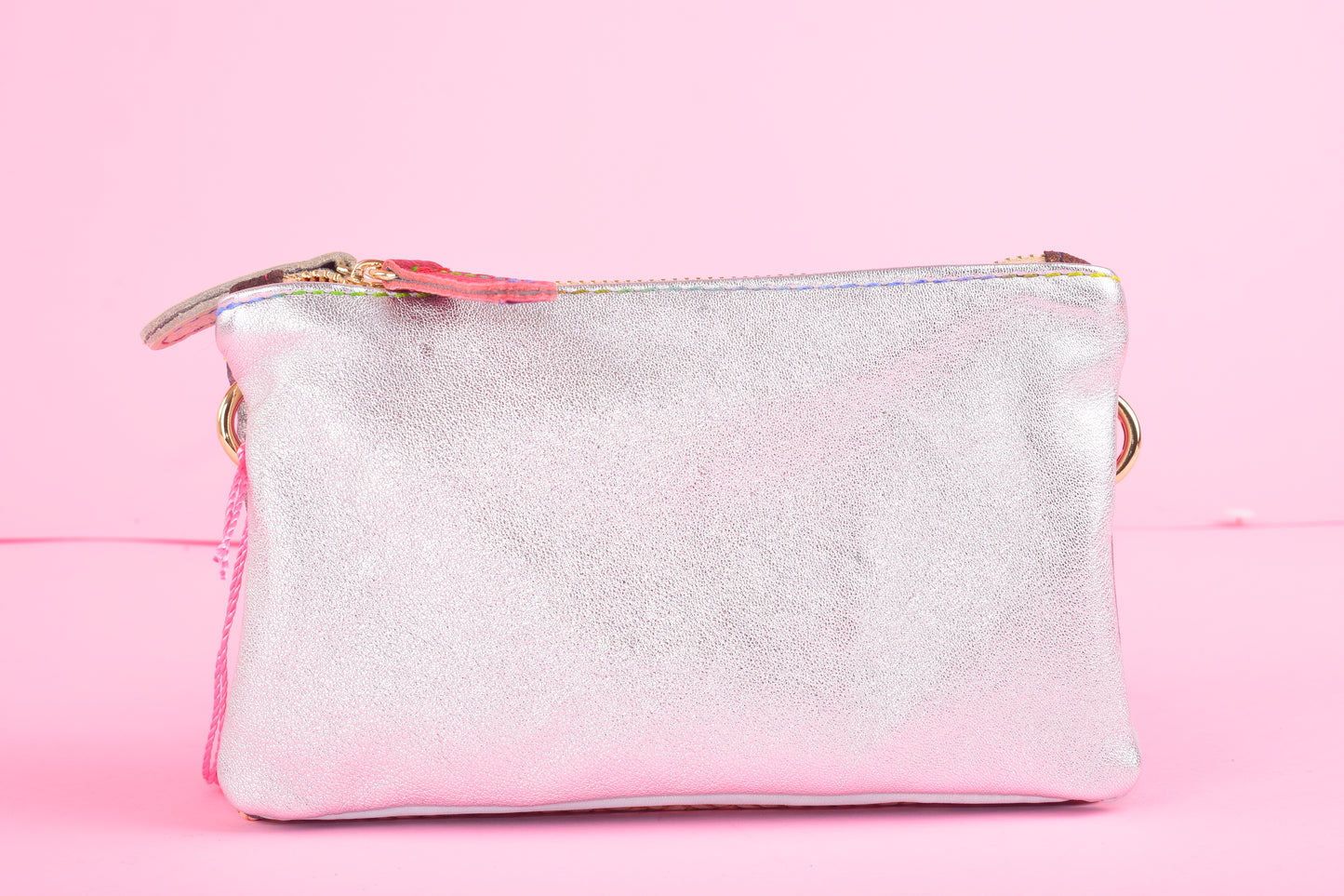 Joy mini double - Pochette patchwork en cuir