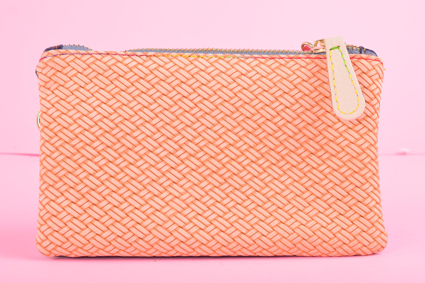 Joy mini double - Pochette patchwork en cuir