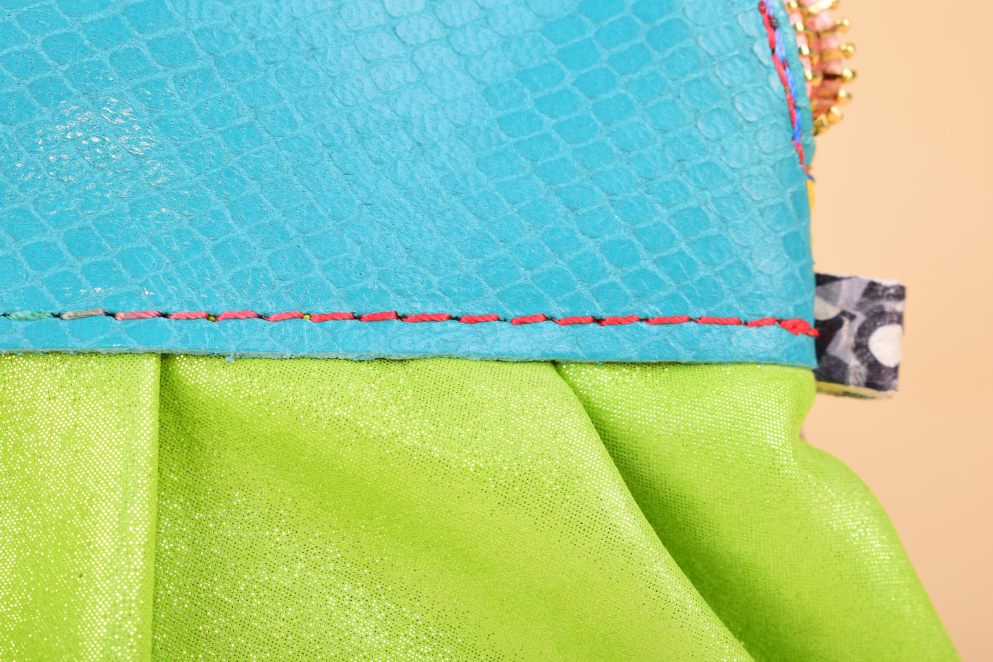 The tightrope dancer - Patchwork leather clutch bag