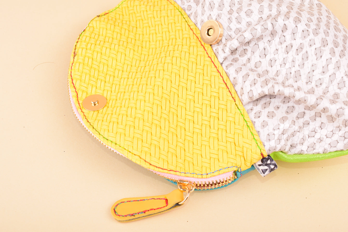 The tightrope dancer - Patchwork leather clutch bag