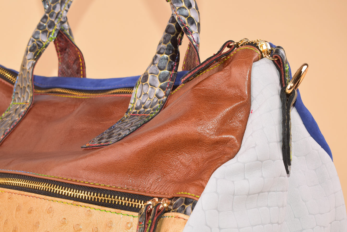 Digital Pause - Maxi Borsone in pelle patchwork