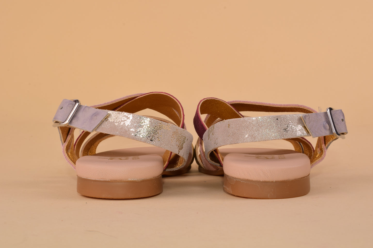 Barbados - Sandalo in pelle con laccetti patchwork
