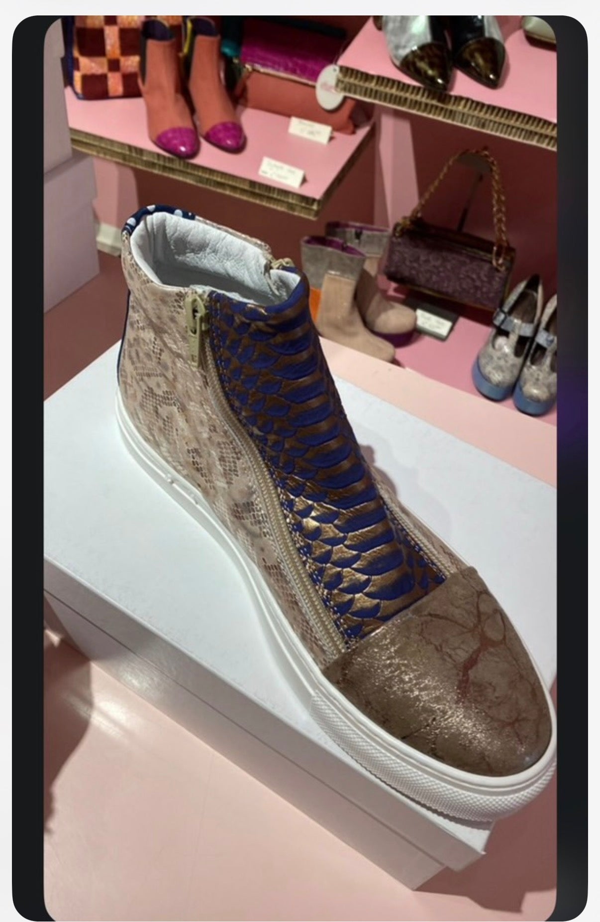 Scimmia Volante - Sneakers alta in pelle patchwork