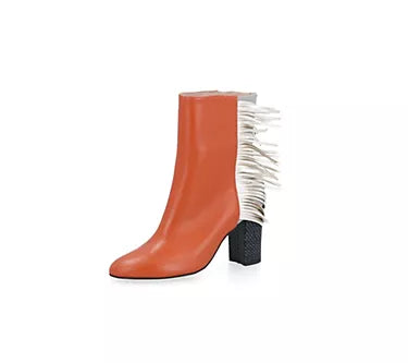 Toda Yoya - Stivaletti in pelle con frange tacco 8 cm