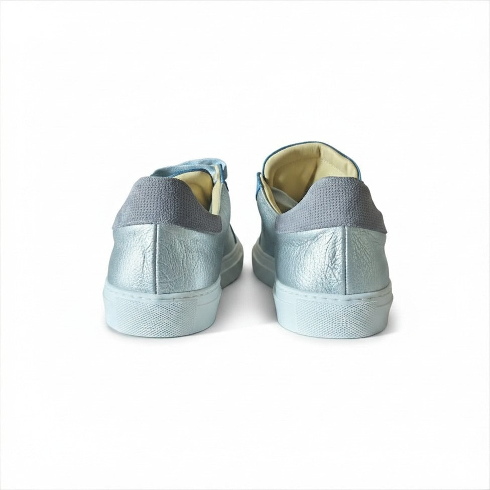 Mr Tambourine - Sneakers in pelle patchwork - Azzurro